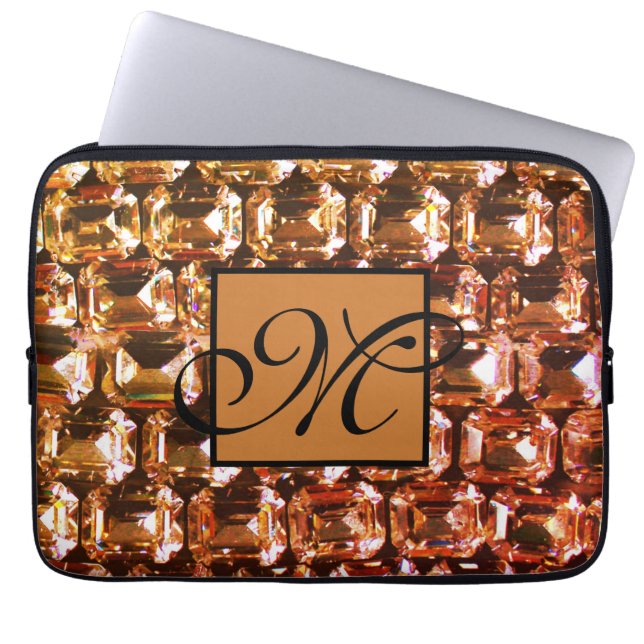 Geel Rhinestone, gele diamanten, gemstone Laptop Sleeve (Voorkant)