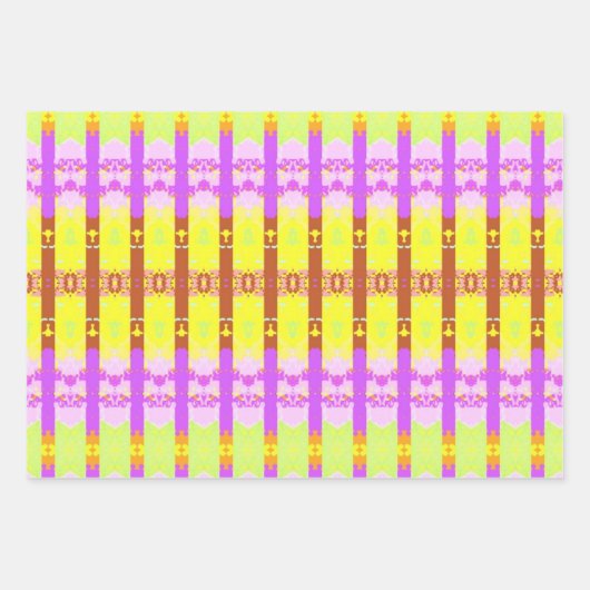 Geel rococo patroon inpakpapier vel (Voorkant)