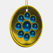 GEEL RODE BLUE SAPPHIRE GEMSTONE MON KERAMISCH ORNAMENT (Rechts)