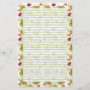 Geel Rode Waterverf Wildflowers Green Lined Briefpapier