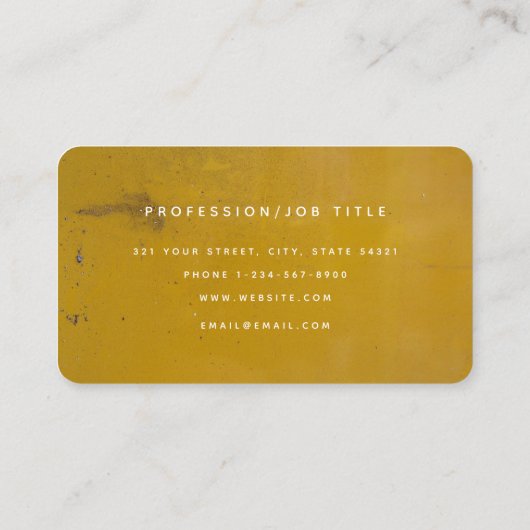 Geel Roest Metaal Textuur Monogram Initiaal Visitekaartje (Achterkant)