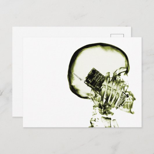 Geel röntgengezichtskelet briefkaart (Voorkant / Achterkant)