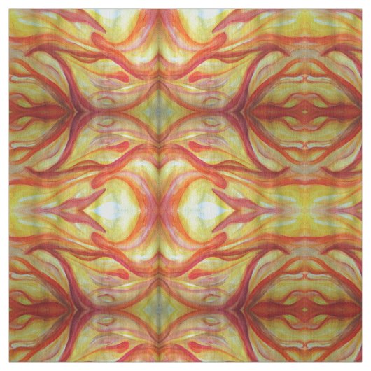 Geel & rood Abstract Art Waterverf Stof (Swatch)