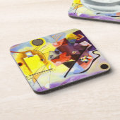 Geel rood blauw Abstract schilderen Kandinsky Bier Onderzetter (Linkerzijde)