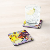 Geel rood blauw Abstract schilderen Kandinsky Bier Onderzetter (Rechterzijde)