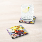 Geel rood blauw Abstract schilderen Kandinsky Bier Onderzetter (Rechterzijde)