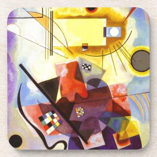Geel rood blauw Abstract schilderen Kandinsky Bier Onderzetter (Voorkant)