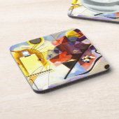 Geel rood blauw Abstract schilderen Kandinsky Drankjes Onderzetter (Linkerzijde)