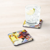 Geel rood blauw Abstract schilderen Kandinsky Drankjes Onderzetter (Rechterzijde)