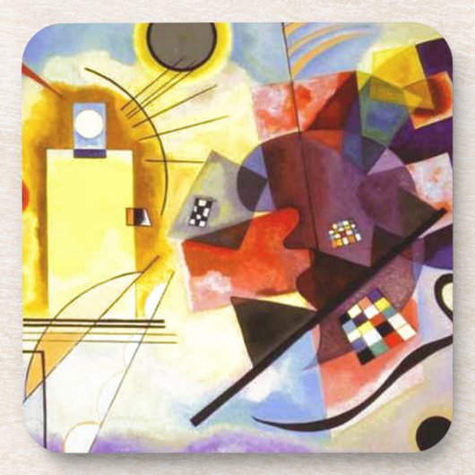 Geel rood blauw Abstract schilderen Kandinsky Drankjes Onderzetter (Voorkant)