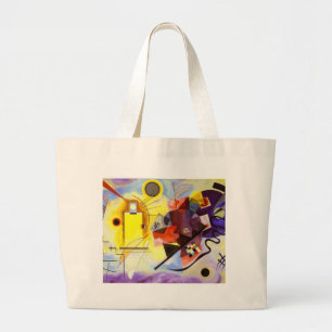 Geel rood blauw Abstract schilderen Kandinsky Grote Tote Bag