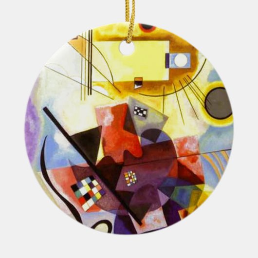 Geel rood blauw Abstract schilderen Kandinsky Keramisch Ornament (Voorkant)