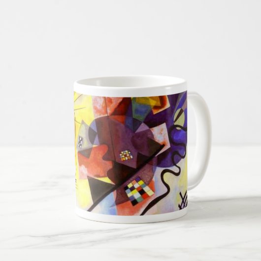 Geel rood blauw Abstract schilderen Kandinsky Koffiemok (Voorkant rechts)