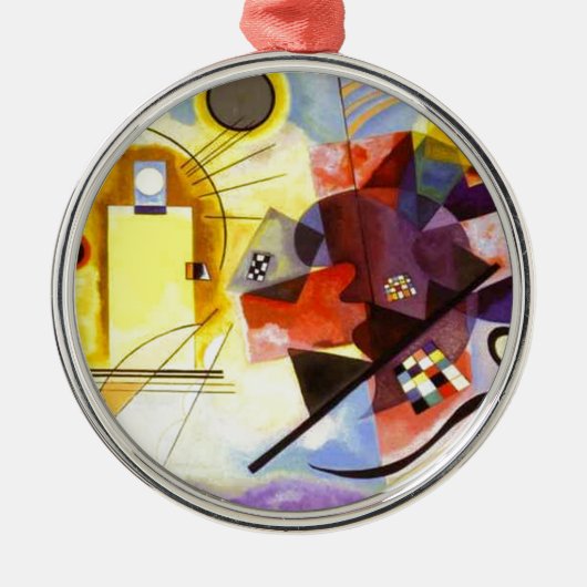 Geel rood blauw Abstract schilderen Kandinsky Metalen Ornament (Voorkant)