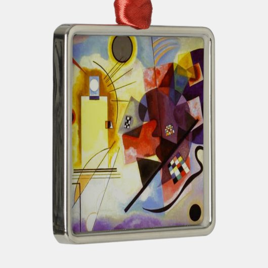 Geel rood blauw Abstract schilderen Kandinsky Metalen Ornament (Rechts)