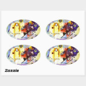 Geel rood blauw Abstract schilderen Kandinsky Ovale Sticker (Vel)