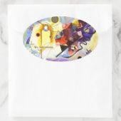 Geel rood blauw Abstract schilderen Kandinsky Ovale Sticker (Tas)