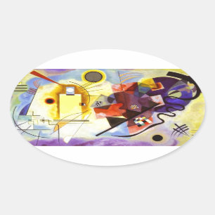 Geel rood blauw Abstract schilderen Kandinsky Ovale Sticker