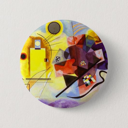 Geel rood blauw Abstract schilderen Kandinsky Ronde Button 5,7 Cm (Voorkant)