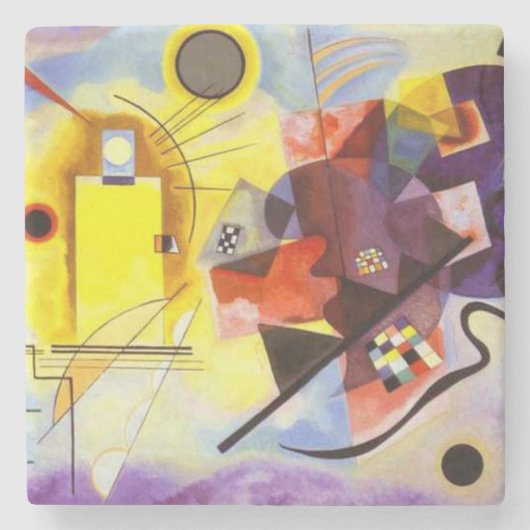 Geel rood blauw Abstract schilderen Kandinsky Stenen Onderzetter (Voorkant)
