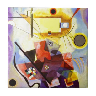 Geel rood blauw Abstract schilderen Kandinsky Tegeltje
