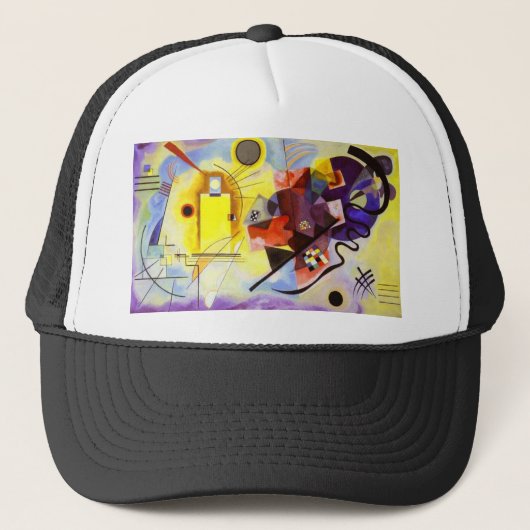 Geel rood blauw Abstract schilderen Kandinsky Trucker Pet (Voorkant)