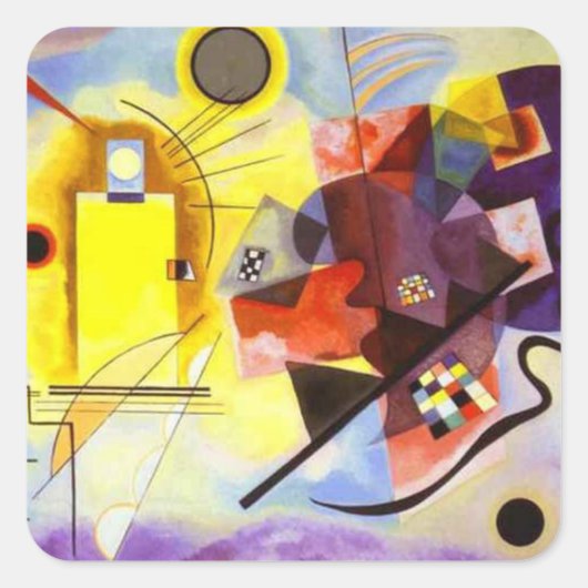 Geel rood blauw Abstract schilderen Kandinsky Vierkante Sticker (Voorkant)
