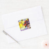 Geel rood blauw Abstract schilderen Kandinsky Vierkante Sticker (Envelop)