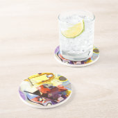 Geel rood blauw Abstract schilderen Kandinsky Zandsteen Onderzetter (Zijkant)