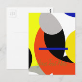 Geel Rood Blauw Abstracte Kunst Briefkaart (Voorkant / Achterkant)