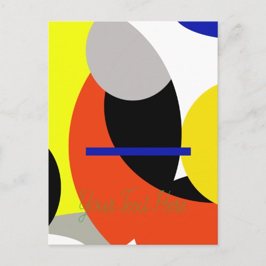 Geel Rood Blauw Abstracte Kunst Briefkaart (Voorkant)