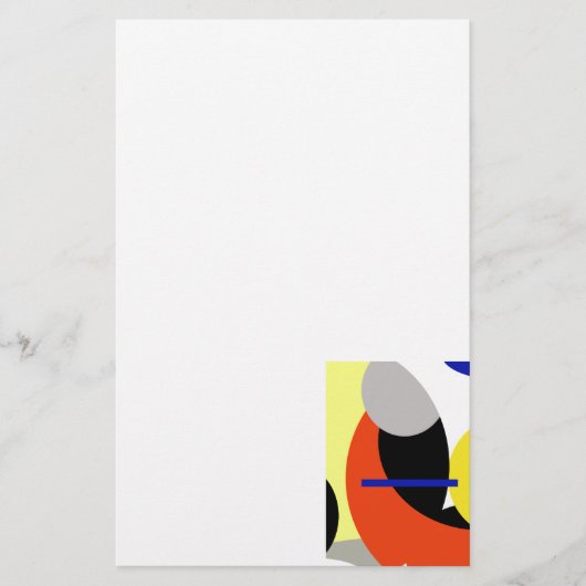 Geel Rood Blauw Abstracte Kunst Briefpapier (Voorkant)