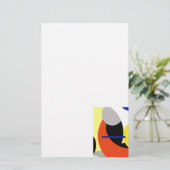 Geel Rood Blauw Abstracte Kunst Briefpapier (Staand voorkant)