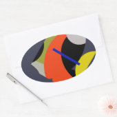 Geel Rood Blauw Abstracte Kunst Ovale Sticker (Envelop)