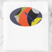 Geel Rood Blauw Abstracte Kunst Ovale Sticker (Tas)
