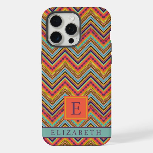  Geel Rood Blauw Chevron Patroon iPhone Hoesje (Achterkant)