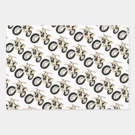 Geel, Rood, Blauw Dirt Bike Motorfiets Cadeaupapie Inpakpapier Vel