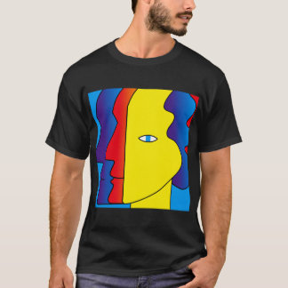Geel Rood Blauw Gelukkig Abstract Gezichtsooguitdr T-shirt