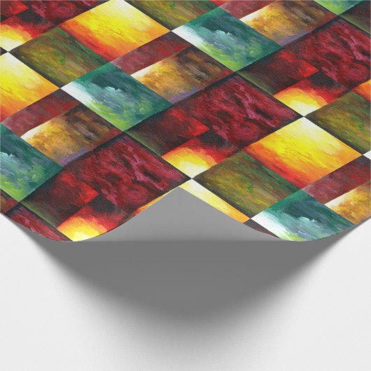 Geel Rood Blauw Groen Kleurrijke Abstracte Kunst M Cadeaupapier (Hoek)