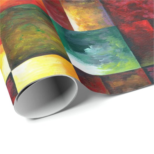 Geel Rood Blauw Groen Kleurrijke Abstracte Kunst M Cadeaupapier (Rol Hoek)