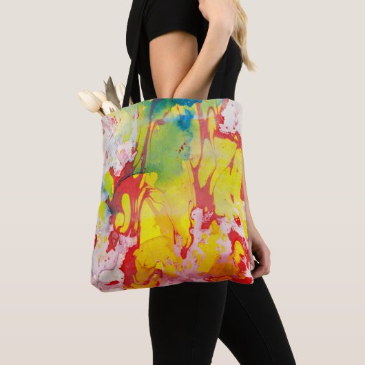 Geel rood Blauw Groen Paars Modern Abstract Tote Bag (Dichtbij)
