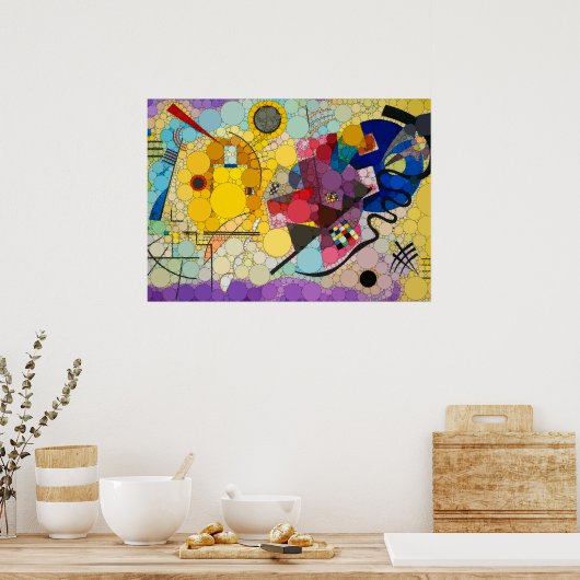 Geel, rood, blauw, Infinity Stippen - na Kandinsky Poster (Keuken)