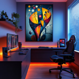 Geel Rood Blauw - Kubistisch meesterwerk Geïnspire Poster