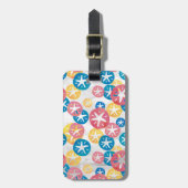 Geel rood blauw patroon met zwarte dollar bagagelabel (Voorkant verticaal)