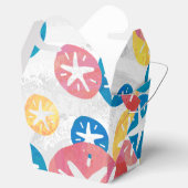 Geel rood blauw patroon met zwarte dollar bedankdoosjes (Geopend)