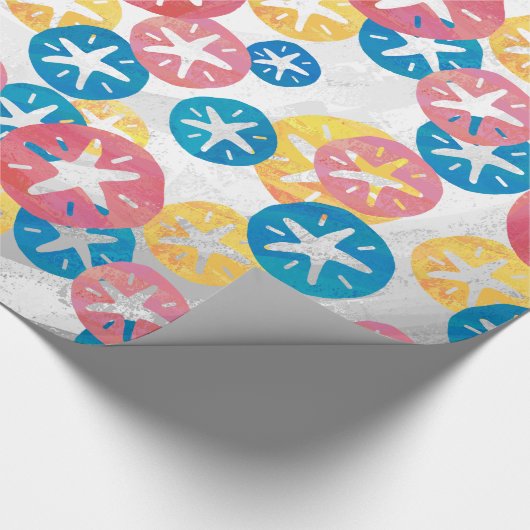 Geel rood blauw patroon met zwarte dollar cadeaupapier (Hoek)