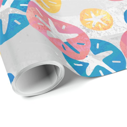 Geel rood blauw patroon met zwarte dollar cadeaupapier (Rol Hoek)