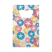 Geel rood blauw patroon met zwarte dollar creditkaart flessenopener (Achterkant)