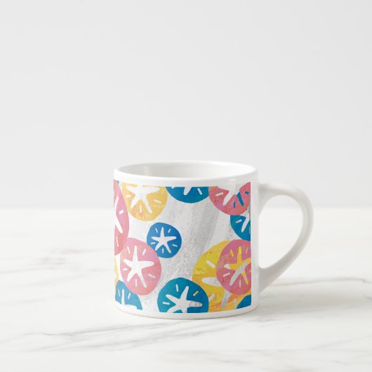 Geel rood blauw patroon met zwarte dollar espresso kop (Rechts)