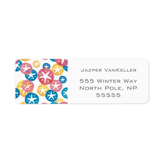 Geel rood blauw patroon met zwarte dollar etiket (Voorkant)